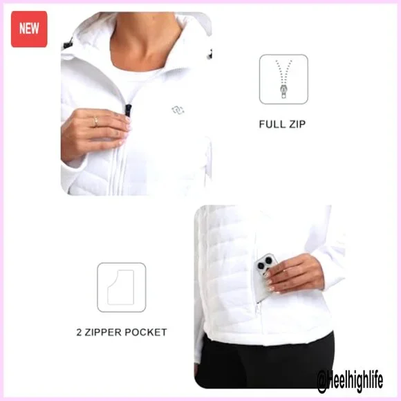 Women's Fleece Lined Softshell Jacket Hooded Lightweight Insulated Puffer Hybrid